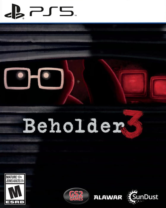Official cover art for Beholder 3 on Default Title, featuring a dark, dystopian surveillance theme with a shadowy figure observing from behind a window. Buy Beholder 3 PS5 CD Key at RushGame.co