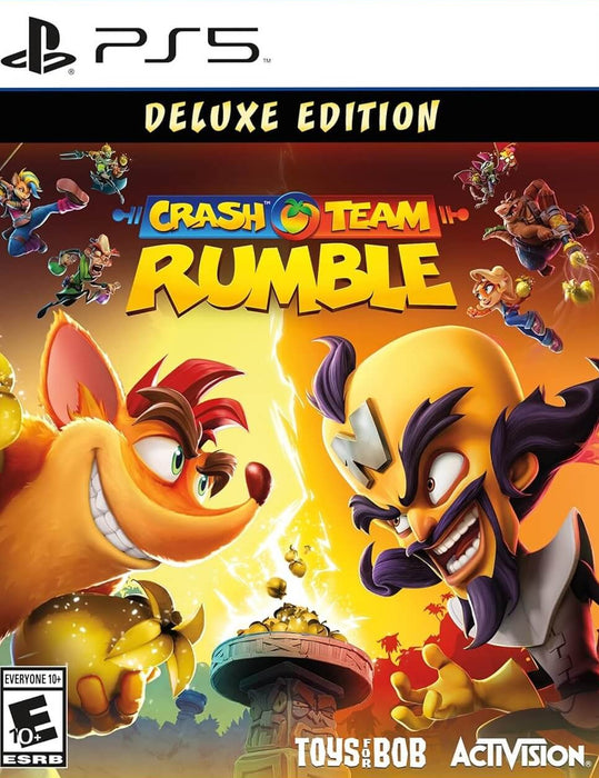 The official cover art for Crash Team Rumble Deluxe Edition on Default Title, featuring Crash Bandicoot, Dr. Neo Cortex, and other iconic characters in an action-packed setting. Buy your PS5 CD key now at RushGame.co for instant digital delivery