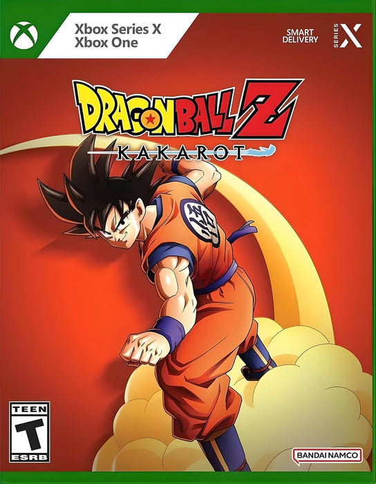 cover art for Dragon Ball Z: Kakarot on Xbox One and Xbox Series X, featuring Goku in an action pose against a red background. Get your digital game key now at RushGame.co for instant delivery and start your legendary adventure
