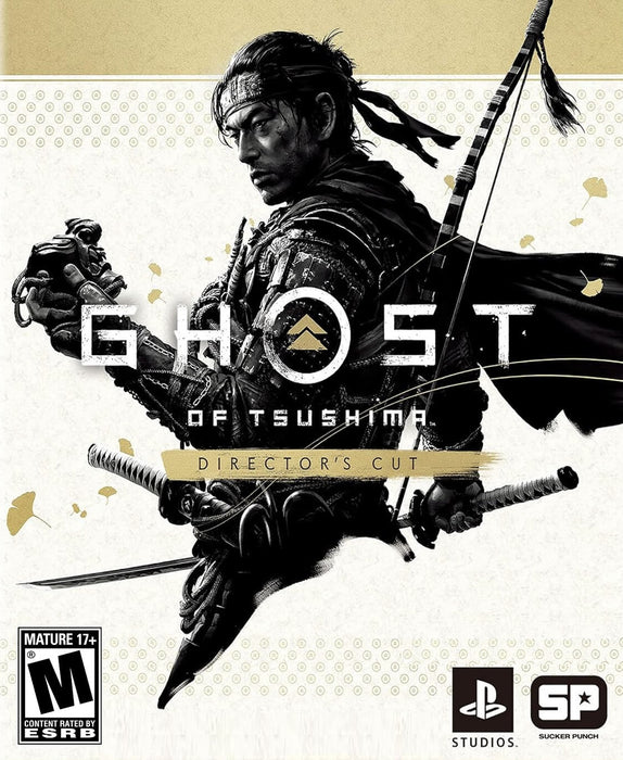 Cover art for Ghost of Tsushima Director’s Cut on PC Steam, featuring protagonist Jin Sakai in samurai armor holding a mask, with the game title prominently displayed. Get your Ghost of Tsushima PC CD Key now at RushGame.co for an epic samurai adventure