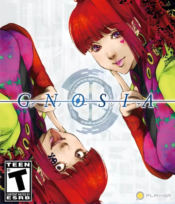 Cover art for Gnosia on PC (Steam), featuring a striking illustration of a red-haired character in two mirrored expressions. Get your Gnosia Steam CD Key now at RushGame.co and experience this unique sci-fi social deduction RPG