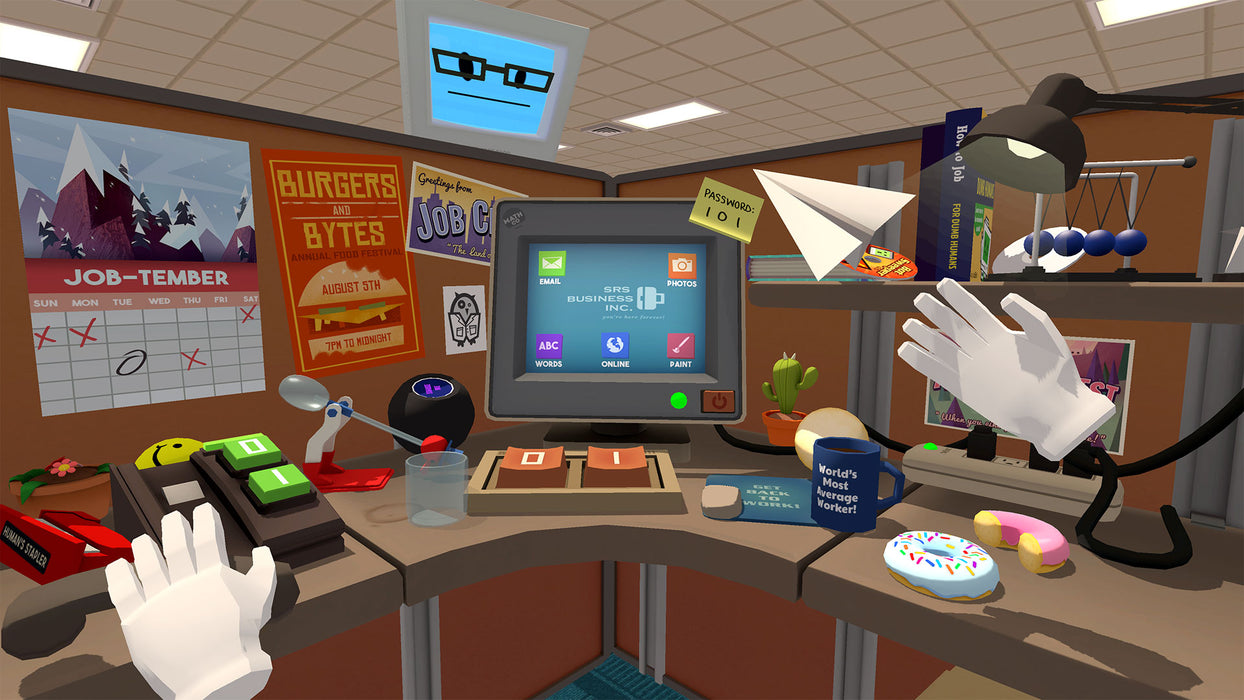 job simulator ps5 game - screenshot showing desk office