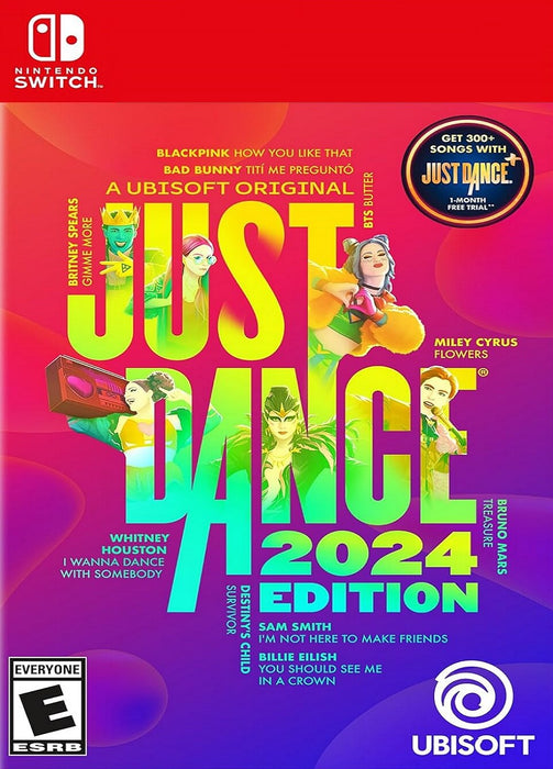 Cover image for Just Dance 2024 Edition on Nintendo Switch, showcasing vibrant dancers and dynamic visuals. Dance to 40 new tracks and seasonal events in Ubisoft’s best-selling rhythm game. Available now at RushGame.co – buy your Nintendo Switch CD Key and join the ultimate dance party