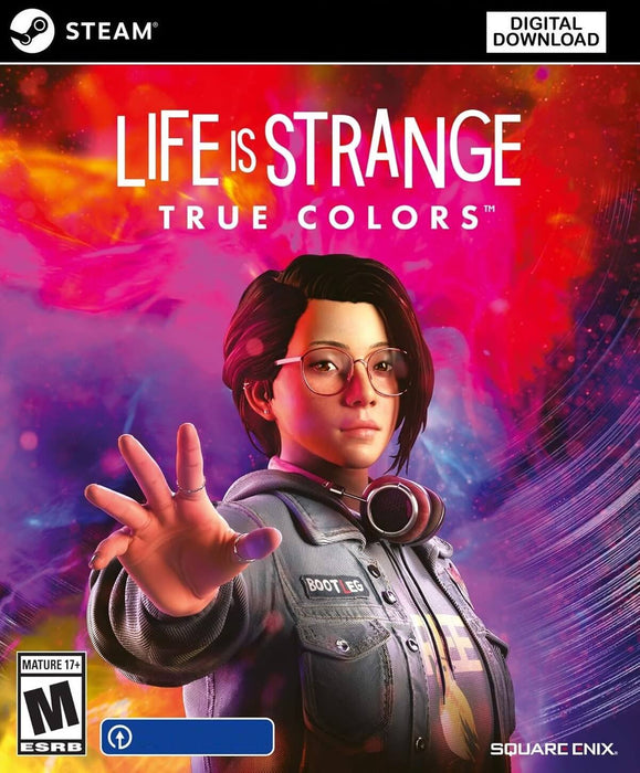 Cover art for Life is Strange: True Colors on PC Steam, featuring main character Alex Chen reaching out with a glowing aura, set against a colorful, emotional background. Buy your Steam CD Key now at RushGame.co and uncover the power of empathy in this story-rich adventure with instant digital delivery