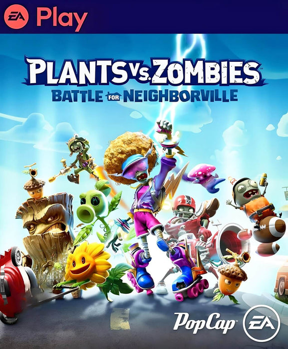 Official cover art for Plants vs. Zombies: Battle for Neighborville Origin edition featuring colorful plant and zombie characters in action, available at RushGame.co