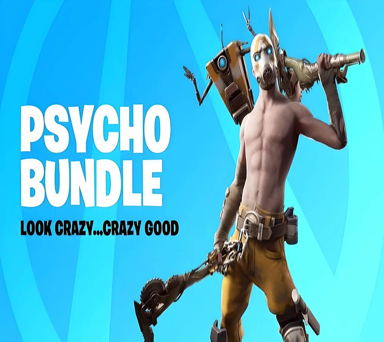 Fortnite Psycho Bundle – Look crazy, play crazy with this Borderlands-inspired bundle featuring the Psycho Bandit skin and Claptrap back bling. Buy it now at RushGame.co for instant access