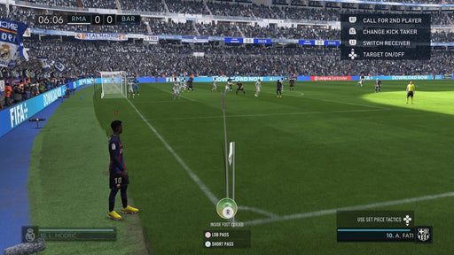 FIFA 23 Xbox Series X gameplay screenshot – Real Madrid vs. Barcelona corner kick
"FIFA 23 gameplay on Xbox Series X showing a set-piece corner kick in a match between Real Madrid and FC Barcelona. Stunning stadium atmosphere and realistic player movements. Get your FIFA 23 Xbox Series X/S digital key now at RushGame.co