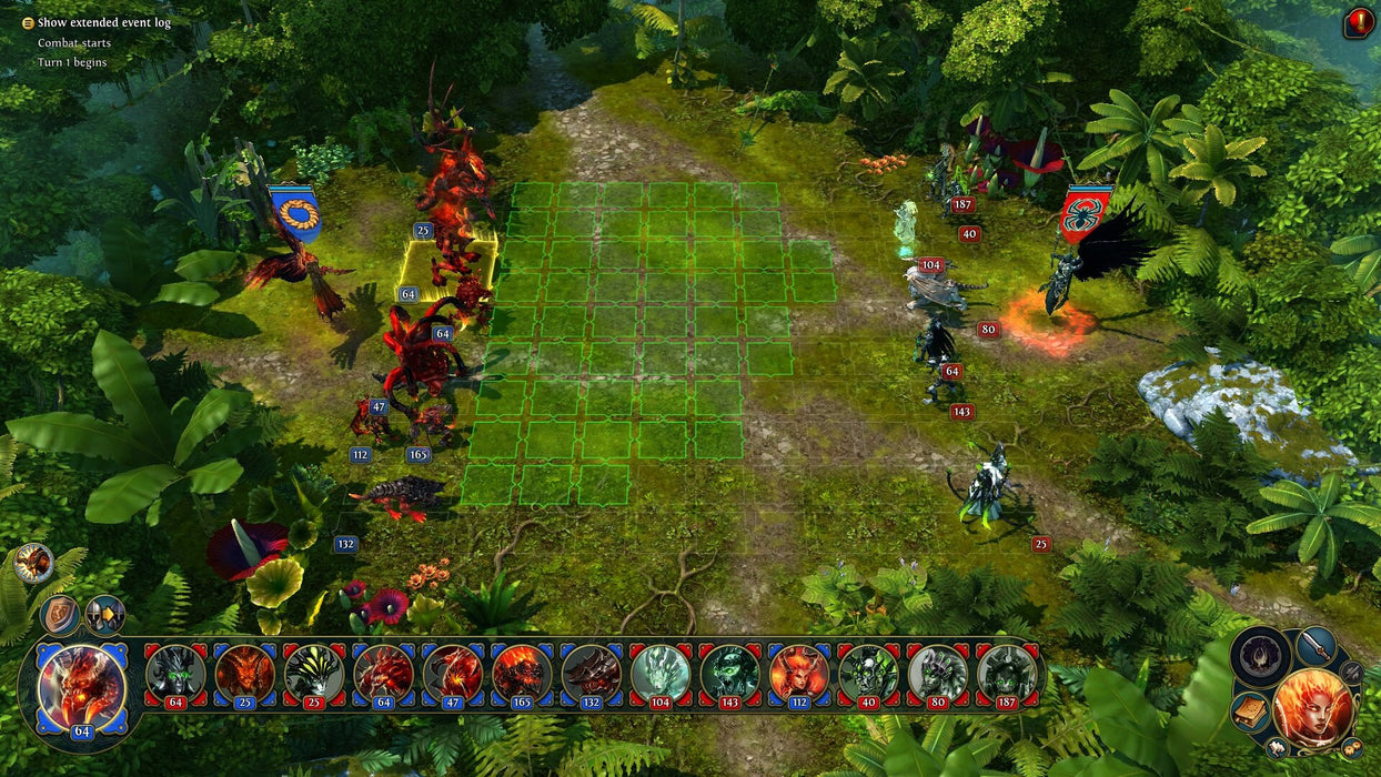 Heroes of Might and Magic 2: Gold - Strategic battle scene with fantasy creatures