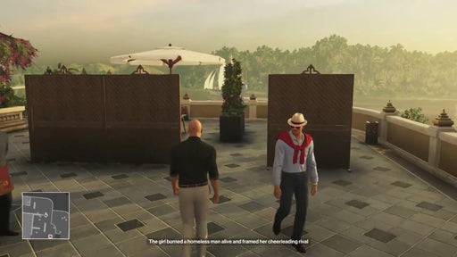 Hitman: Game of The Year Edition - Agent 47 walking past a man in a hat