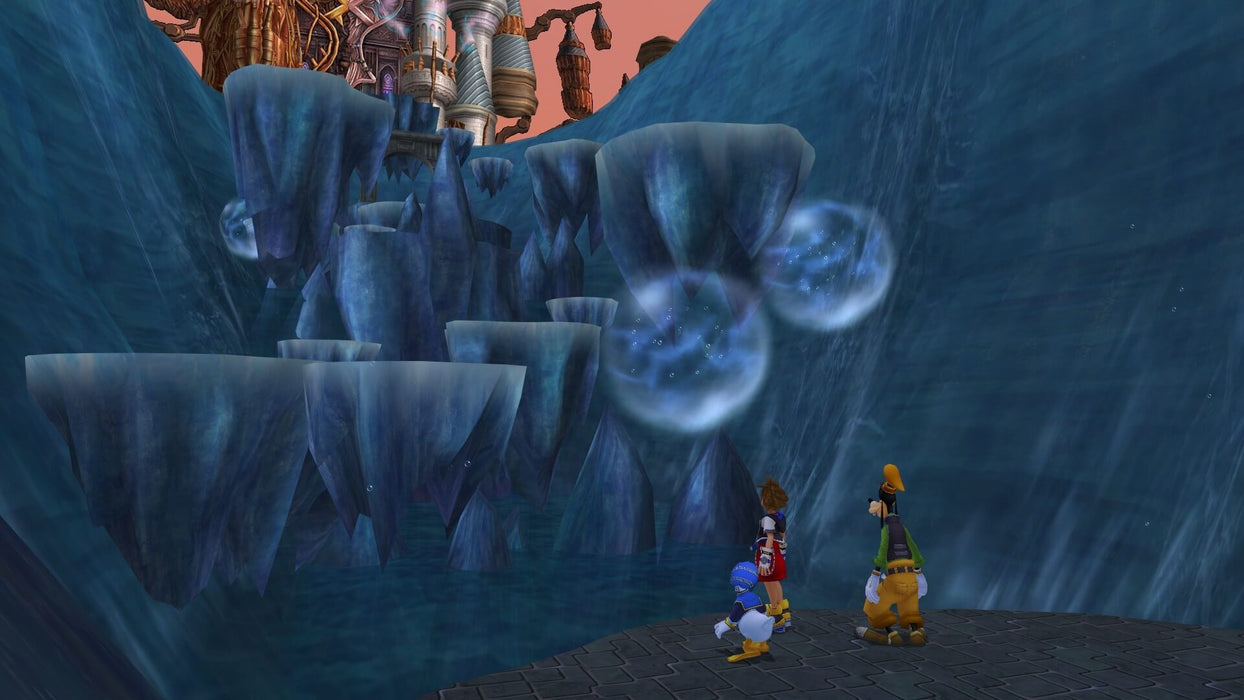 Kingdom Hearts 1.5 + 2.5 HD ReMIX - Goofy, Donald, and another character walking towards a castle