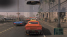 Mafia III Definitive Edition on Steam gameplay, featuring a car race with various muscle cars on a rainy city street, as seen from the player's perspective in an orange vehicle.