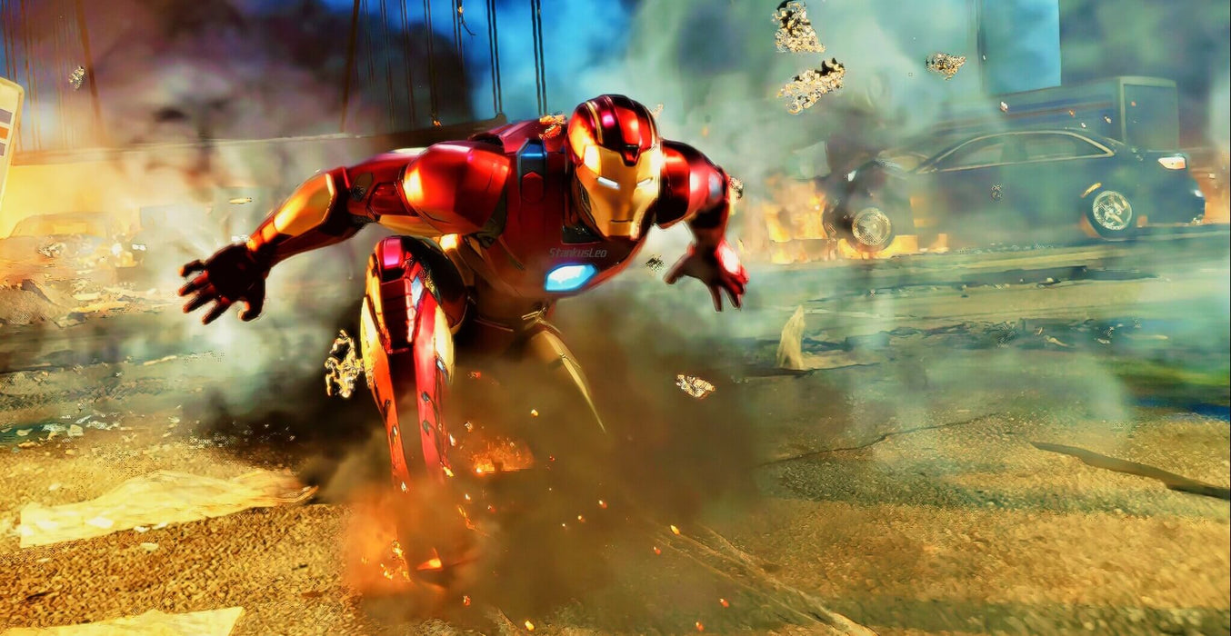 Iron Man launches into action amidst the chaos of a battle in Marvel's Avengers on PC Steam. Experience epic hero moments and purchase your game key from RushGame.co