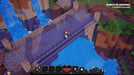 A hero crosses a bridge over a river during a mission in Minecraft Dungeons Ultimate Edition on Nintendo Switch. Game available for purchase at RushGame.co