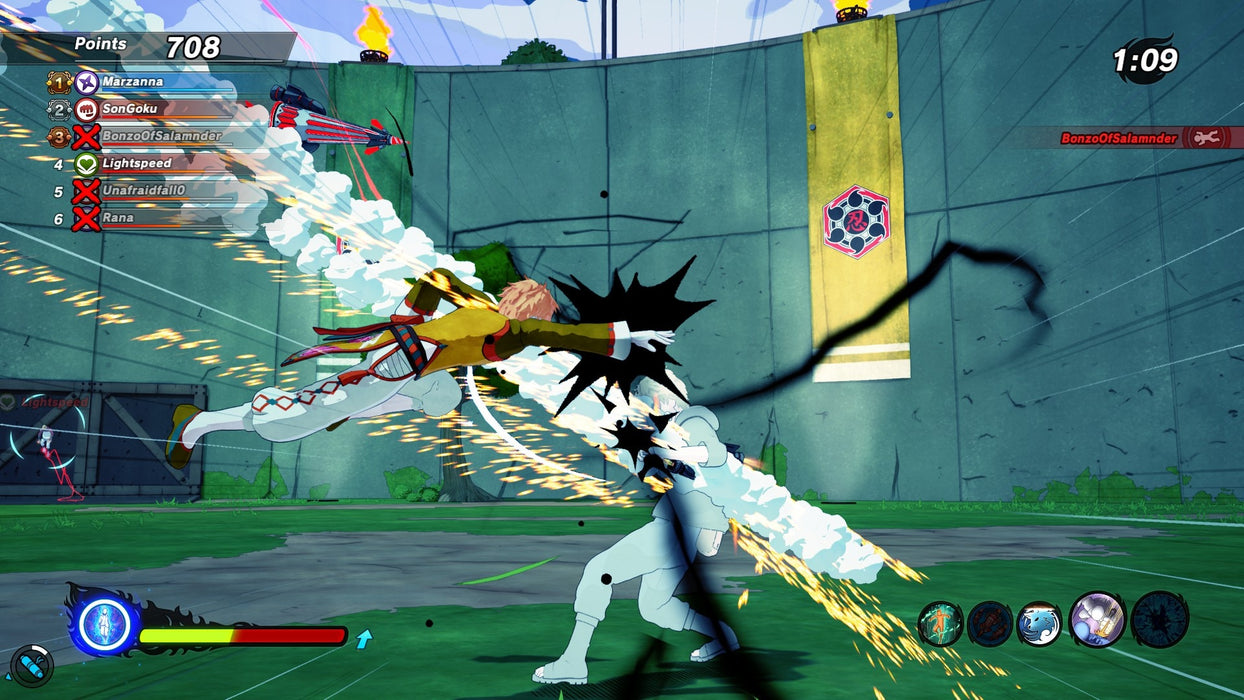 Naruto To Boruto: Shinobi Striker Xbox Gameplay – An intense mid-air attack as a character delivers a powerful blow to an opponent in the arena. The gameplay showcases dynamic combat and team-based action in this multiplayer ninja brawler available on Xbox at RushGame.co.