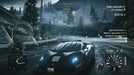 Screenshot of a police pursuit in Need for Speed Rivals Complete Edition on PC EA Play – A police supercar races through a mountainous road during a high-speed pursuit, with snowy weather adding intensity. The interface shows player statistics and current objectives. Available now at RushGame.co