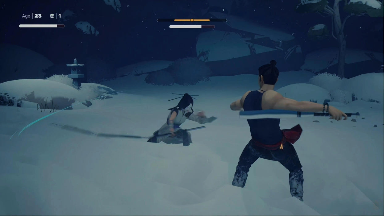 Sifu Steam gameplay screenshot on Steam, showing an intense snowy boss battle with martial arts combat. Buy your Sifu Steam Key at RushGame.co and dive into fast-paced kung fu action now