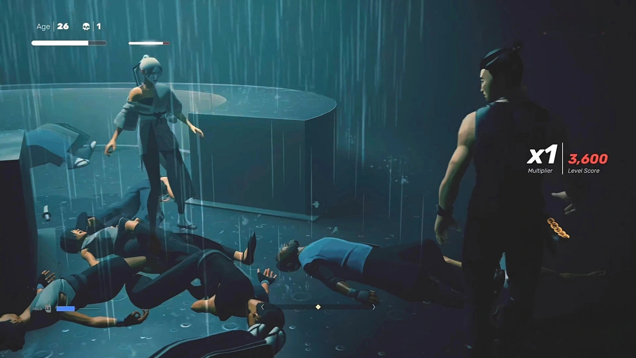 Atmospheric scene from Sifu on Steam, displaying a dramatic rain-soaked fight surrounded by defeated enemies. Secure your Sifu Steam Key instantly at RushGame.co and test your martial arts skills
