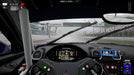 A first-person view from inside a Porsche race car in Assetto Corsa Competizione Ultimate Edition, with realistic rain effects on the windshield. The dashboard displays lap times, speed, and various telemetry data as the car races down a wet track. Get the ultimate racing experience at RushGame.co