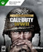 This is cover for Call of Duty: WWII Gold Edition on Xbox One and Xbox Series X|S, featuring a close-up of a battle-worn soldier with piercing eyes. Get your digital CD key at RushGame.co and experience intense World War II action with instant delivery