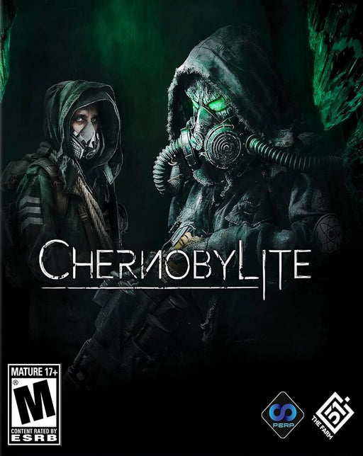 Cover art of Chernobylite for PC Steam, featuring two masked figures in post-apocalyptic gear with glowing green eyes, symbolizing the game’s eerie atmosphere. Secure your Chernobylite Steam key at RushGame.co and dive into a gripping survival horror RPG set in the Chernobyl Exclusion Zone