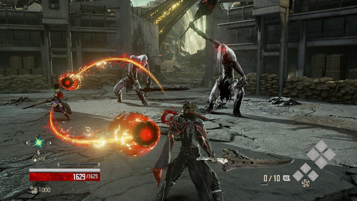 Gameplay Screenshot  - Code Vein Digital Deluxe Edition (PC Steam)
A player character uses fiery abilities against monstrous creatures in Code Vein Digital Deluxe Edition, set in a devastated dystopian world. Buy your Code Vein PC Digital Key at RushGame.co for instant activation and start your adventure