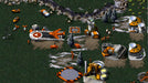 Command & Conquer Remastered Collection gameplay – GDI base – A top-down strategic view of a GDI base with upgraded remastered graphics, featuring production buildings, tanks, and infantry preparing for battle. Experience the revamped classic strategy game by purchasing your digital activation key at RushGame.co