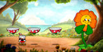 Gameplay screenshot: A colorful boss encounter in Cuphead, where players face off against a giant animated flower. Buy your Xbox One/Series CD key instantly at RushGame.co