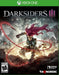 Official cover art for Darksiders III on Xbox One and Xbox Series X|S, featuring Fury wielding her deadly chain whips in a post-apocalyptic battleground. Buy your Darksiders III Xbox digital key instantly at RushGame.co