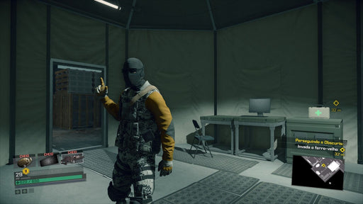 gameplay screenshot: A military-clad survivor inside a command tent, ready for battle in Dead Rising 4. Secure your digital download at RushGame.co