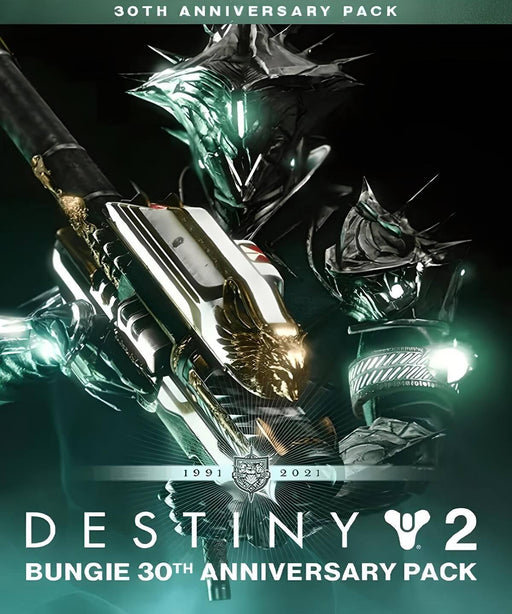  Cover art for Destiny 2: Bungie 30th Anniversary Pack DLC on Xbox One, featuring a futuristic armored character holding an ornate, glowing shotgun. The design highlights Bungie's 30-year milestone with a sleek, sci-fi aesthetic. Available at RushGame.co