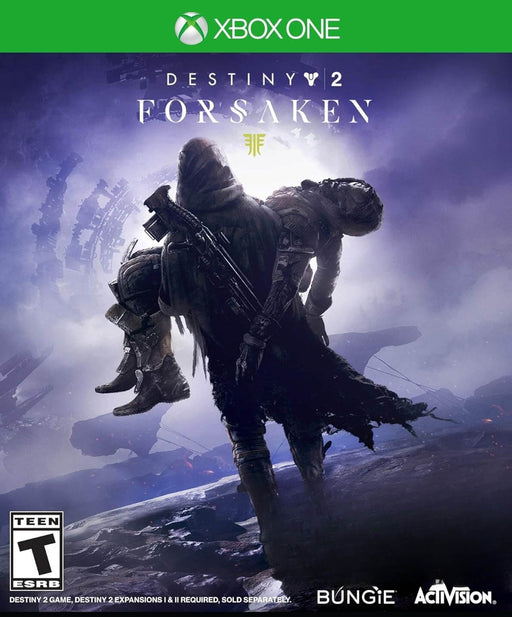 Cover of Destiny 2: Forsaken for Xbox One – The official cover art for Destiny 2: Forsaken on Xbox One, featuring a Guardian carrying the lifeless body of Cayde-6 against a dark, atmospheric backdrop. The game’s logo and publisher branding from Bungie and Activision are displayed at the bottom. Available now at RushGame.co