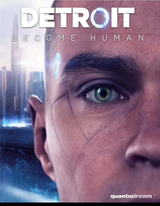 Cover Image - Detroit: Become Human (PC Steam CD Key)
Cover art of Detroit: Become Human for PC Steam, featuring a close-up of an android's face with a glowing LED on its temple, symbolizing its artificial intelligence. The futuristic skyline of Detroit is blurred in the background. Available at RushGame.co