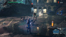 In-game screenshot from Devil May Cry 5: Deluxe Edition on Xbox One/Series X|S, with Nero fighting demonic creatures on the streets of Red Grave City. Get your game key at RushGame.co with instant delivery