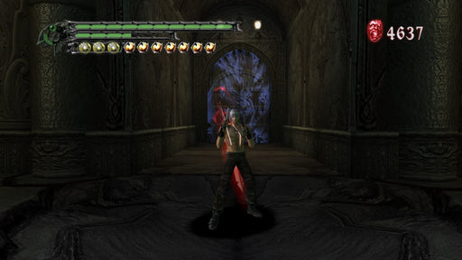 Gameplay screenshot - Action scene from Devil May Cry HD Collection, showcasing Dante wielding dual pistols and unleashing stylish attacks in a dark, demonic environment. Secure your PC Steam CD Key now at RushGame.co