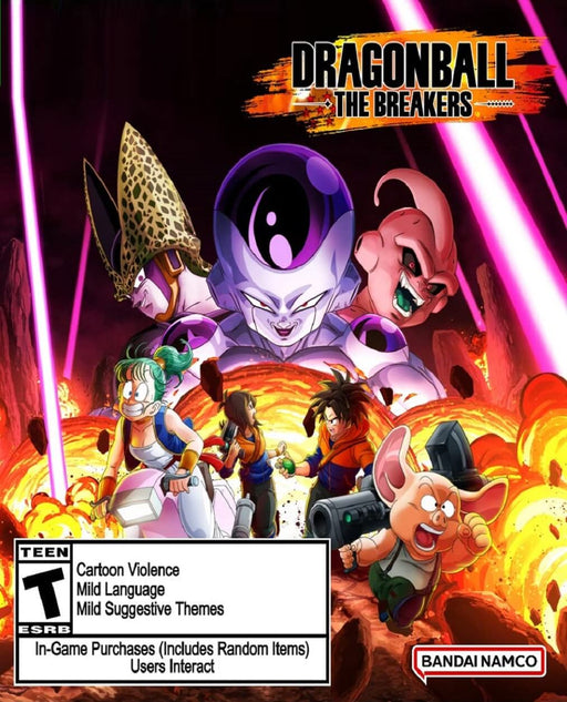 Cover art for Dragon Ball: The Breakers on PC Steam, featuring Frieza, Cell, and Majin Buu as terrifying Raider enemies, while survivors attempt to escape the chaos. Get your Dragon Ball: The Breakers Steam CD key now at RushGame.co and experience intense asymmetric multiplayer action.