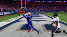 In-Game Screenshot - A Buffalo Bills player making an impressive end-zone catch in EA Sports Madden NFL 25 on Xbox, while a Baltimore Ravens defender tries to block. Get your Madden NFL 25 digital key at RushGame.co for an authentic football experience.