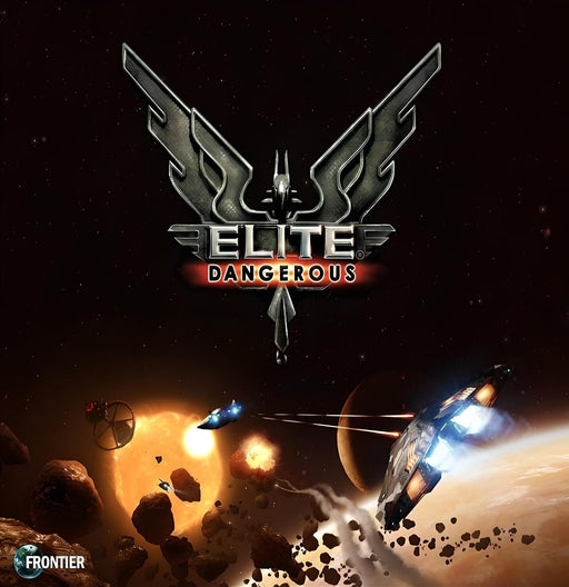 Cover art for Elite: Dangerous PC Steam CD Key, featuring a futuristic space battle with high-speed spacecraft engaged in combat near an asteroid field. Buy your Elite: Dangerous digital key at RushGame.co and explore an expansive galaxy in this immersive space simulation