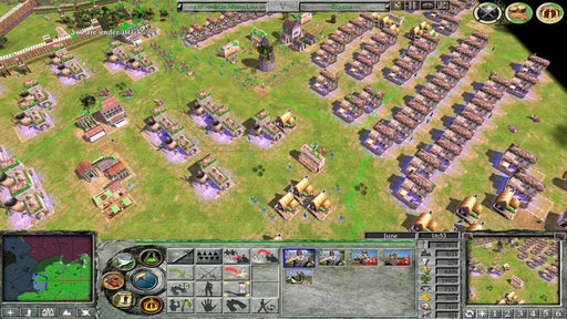 Screenshot - Empire Earth 2 Gold Edition PC GOG gameplay screenshot displaying a vast empire with well-organized city structures, military units, and resource management in an expansive strategy map. Secure your Empire Earth 2 Gold Edition CD Key at RushGame.co and take command of history’s greatest civilizations