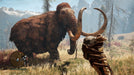 Confrontation with a Woolly Mammoth - Intense moment in Far Cry Primal on Xbox One, as the player faces a towering woolly mammoth in a lush, prehistoric valley, armed with a club decorated with bones. Experience the wild—get your digital code instantly at RushGame.co