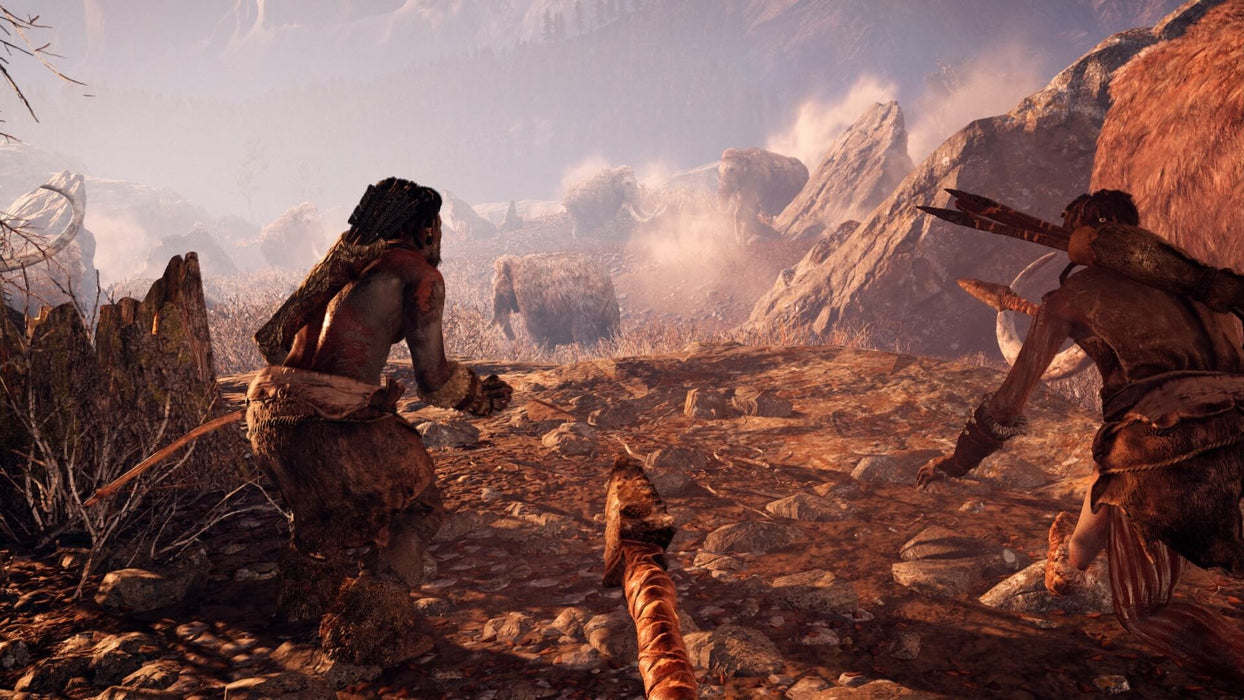 Mammoth Hunting Scene
- Action-packed gameplay screenshot from Far Cry Primal on Xbox One, where the player and their tribe prepare to hunt a herd of woolly mammoths in a vast prehistoric landscape. Secure your Xbox digital activation key instantly at RushGame.co