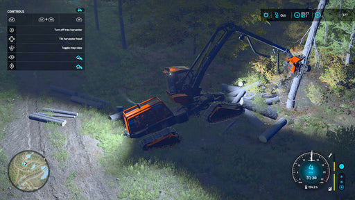 Gameplay screenshot - Nighttime Forestry Logging
A powerful tree harvester working in a dense forest at night in Farming Simulator 22 - Platinum Edition for PC Steam. Realistic logging operations bring immersive gameplayâget your digital game key now at RushGame.co