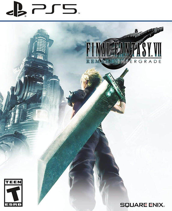 Official cover art of Final Fantasy VII Remake Intergrade for PS5, featuring Cloud Strife standing heroically with his iconic Buster Sword overlooking Midgar. Enjoy enhanced graphics, improved gameplay, and new story content exclusive to PS5. Get your Final Fantasy VII Remake Intergrade PS5 CD Key instantly at RushGame.co