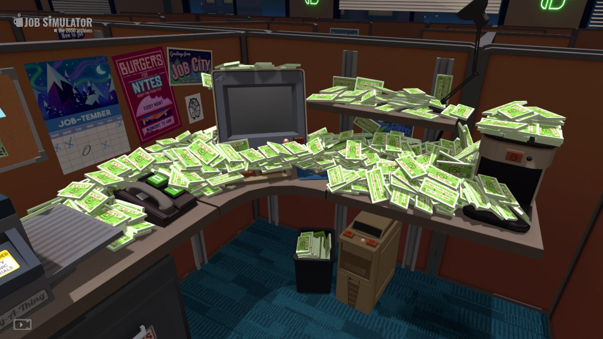 job simulator ps5 game screenshot - money on the work table