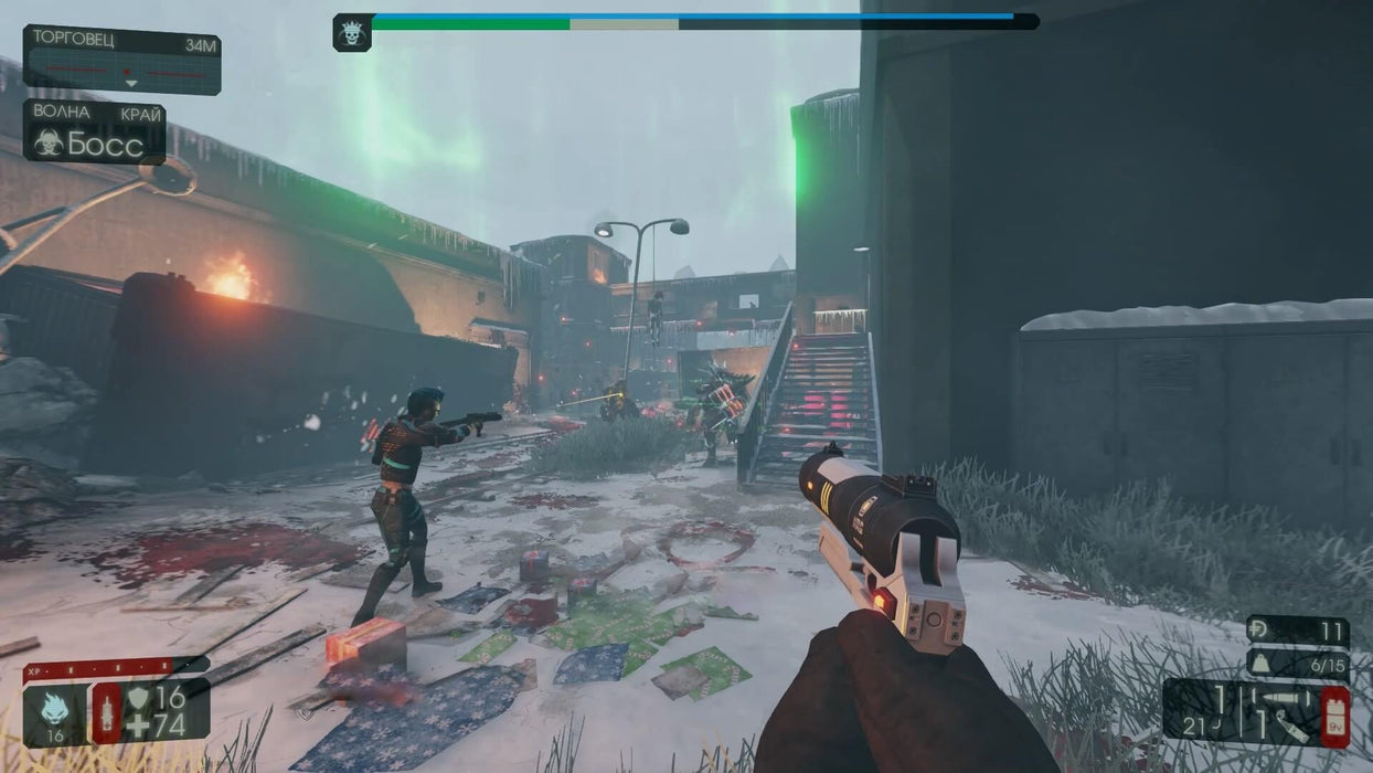 Killing Floor 2 xbox one - Intense fight in front of a building in a snowy setting