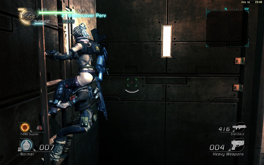 A close-up of a character climbing a ladder in Lost Planet 2 PC Steam Key, showcasing futuristic armor and high-tech weaponry. Buy Lost Planet 2 Steam Key now at RushGame.co for instant access.