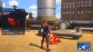 Spider-Man stands on a rooftop next to a glowing red crystal in Marvel's Spider-Man 2 on PS5, ready to gain 400 XP. Collect tokens and explore the city by getting your PS5 game key at RushGame.co