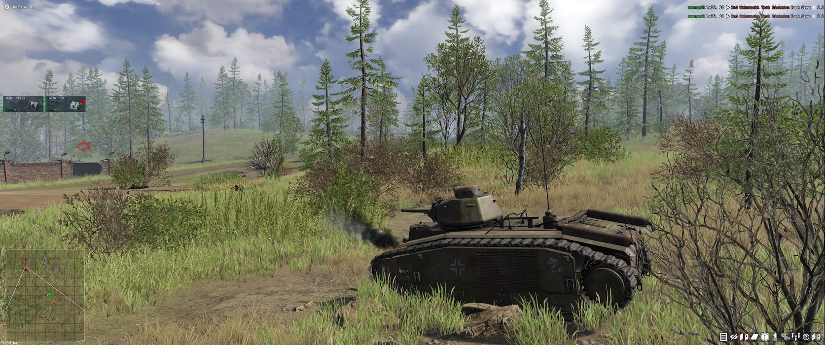 Experience intense World War II tank battles in "Men of War 2" for PC on Steam. A German tank navigates through a forested battlefield, ready to engage the enemy. Get your Steam key at RushGame.co