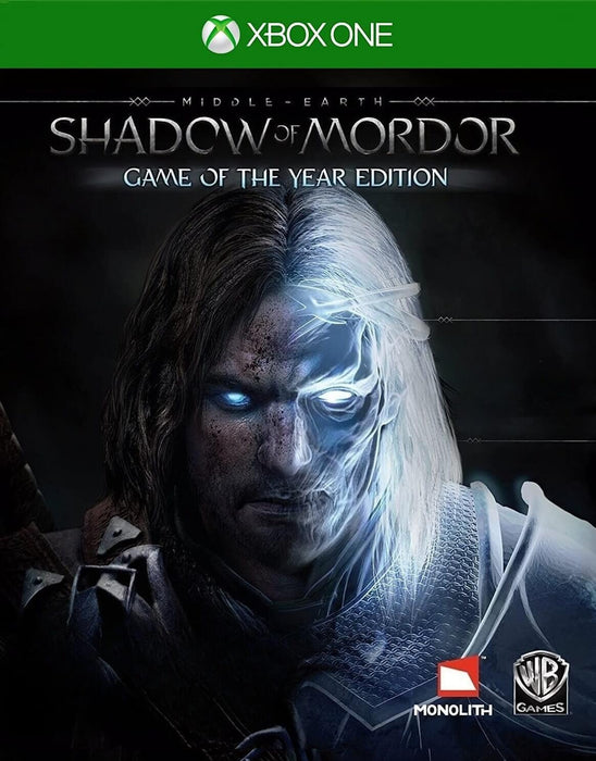 Box art for Middle-Earth: Shadow of Mordor Game of the Year Edition on Xbox One, featuring the dual-faced protagonist Talion merged with a Wraith. Purchase your Shadow of Mordor GOTY Xbox One CD Key US at RushGame.co and dive into an epic open-world battle across the dark realm of Mordor