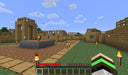 A player stands in a wooden village surrounded by lit torches and a central stone platform in Minecraft Java Edition key. Explore the sandbox world and build unique structures. Get your Minecraft game keys at RushGame.co.