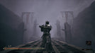 Mortal Shell PC Epic Games Gameplay Screenshot – A knight in full armor stands on a misty, eerie bridge surrounded by dark statues with outstretched hands, evoking an ominous atmosphere in Mortal Shell. Buy Mortal Shell PC game keys now at RushGame.co